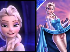 SekushiLover - Disney Elsa VS Naked Elsa