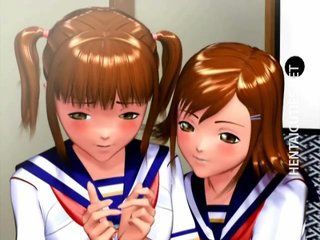 两个3D动漫女生被钉